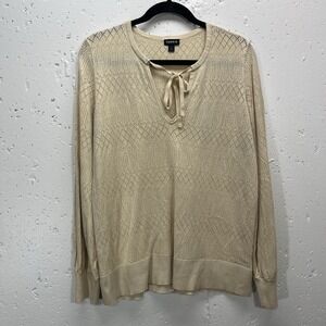 Torrid Womens Size 1 Beige Open Knit‎ Long Sleeve Sweater